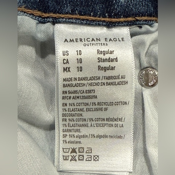 American Eagle Women's Size 10 Low Rise Baggy Wide Leg Raw Hem Blue Jeans - Picture 9 of 10